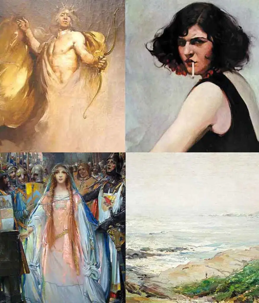 Four paintings done by artist Eric Pape